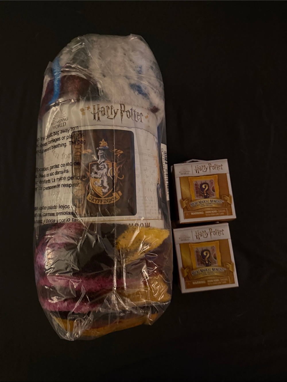 NWT HP Gryffindor Plush Throw & Micro Magical Moments Blind Boxes Gift Set